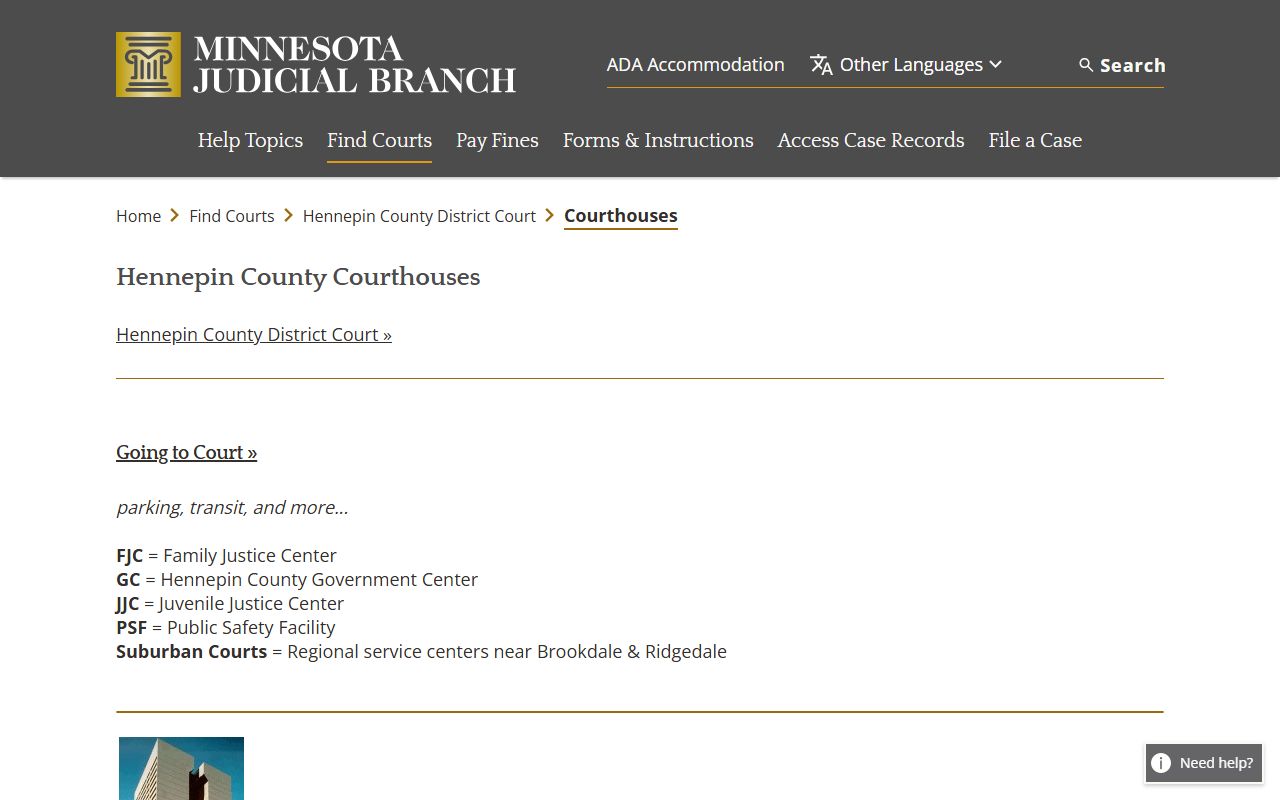 Minneapolis Minnesota Family Court Records - Hennepin Courthouse Locations