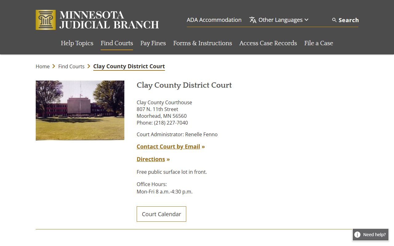 Clay County Family Court Records - District Court page