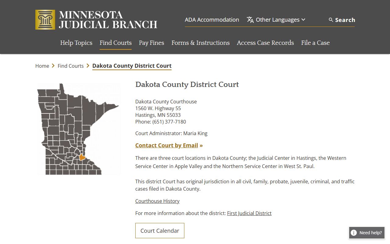 Dakota County District Court family court records