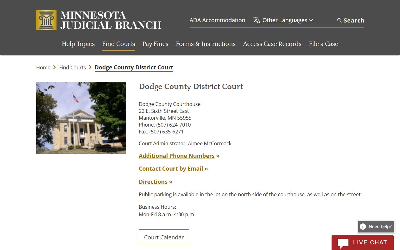 Dodge County District Court family court records