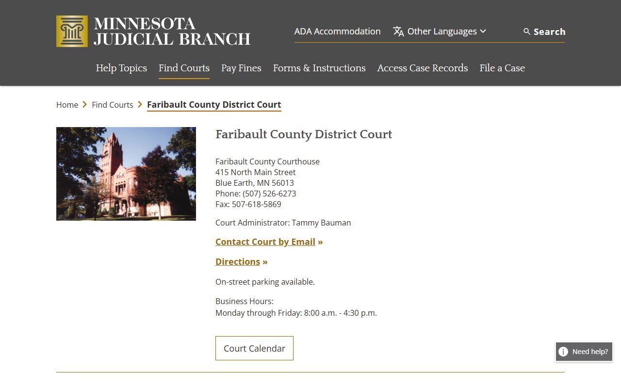 Faribault County District Court family court records