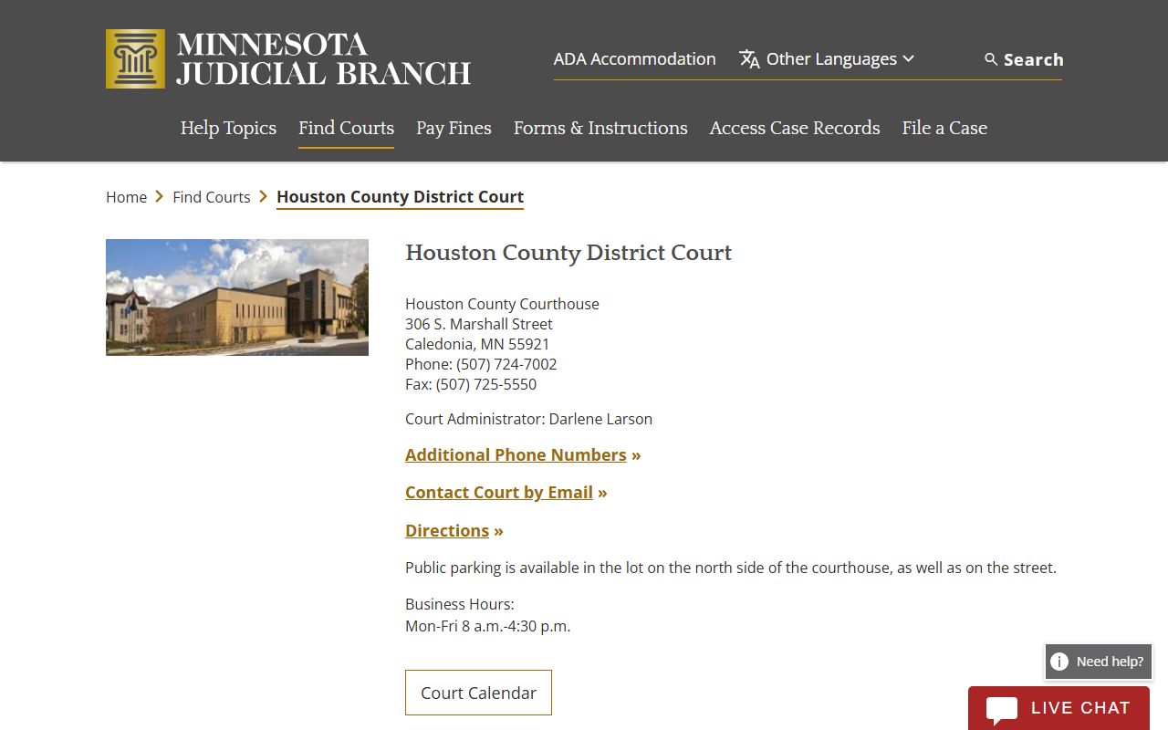 Houston County District Court family court records search