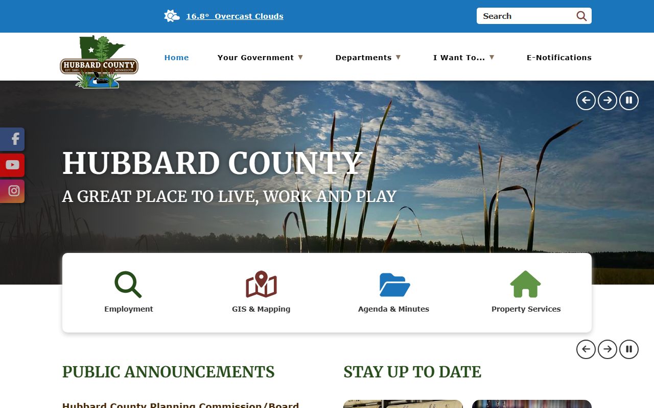 Hubbard County website for family court records