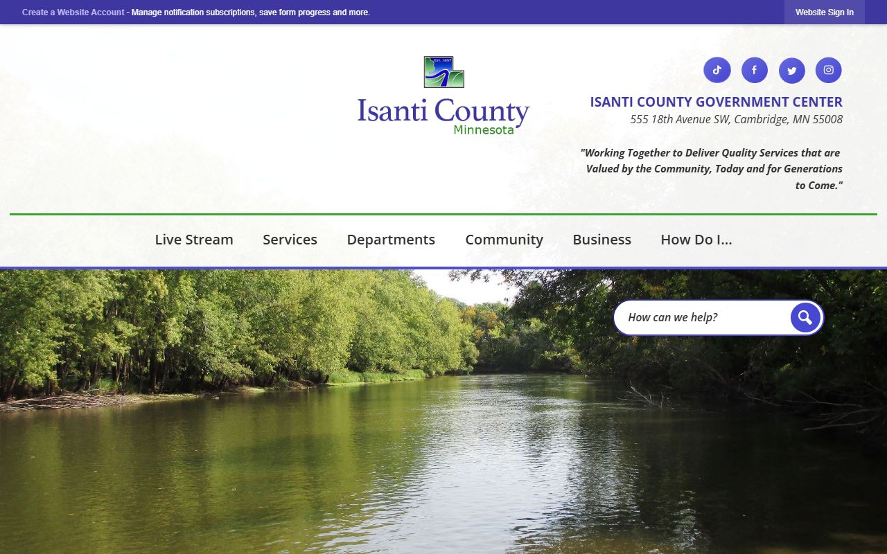 Isanti County website for family court records information