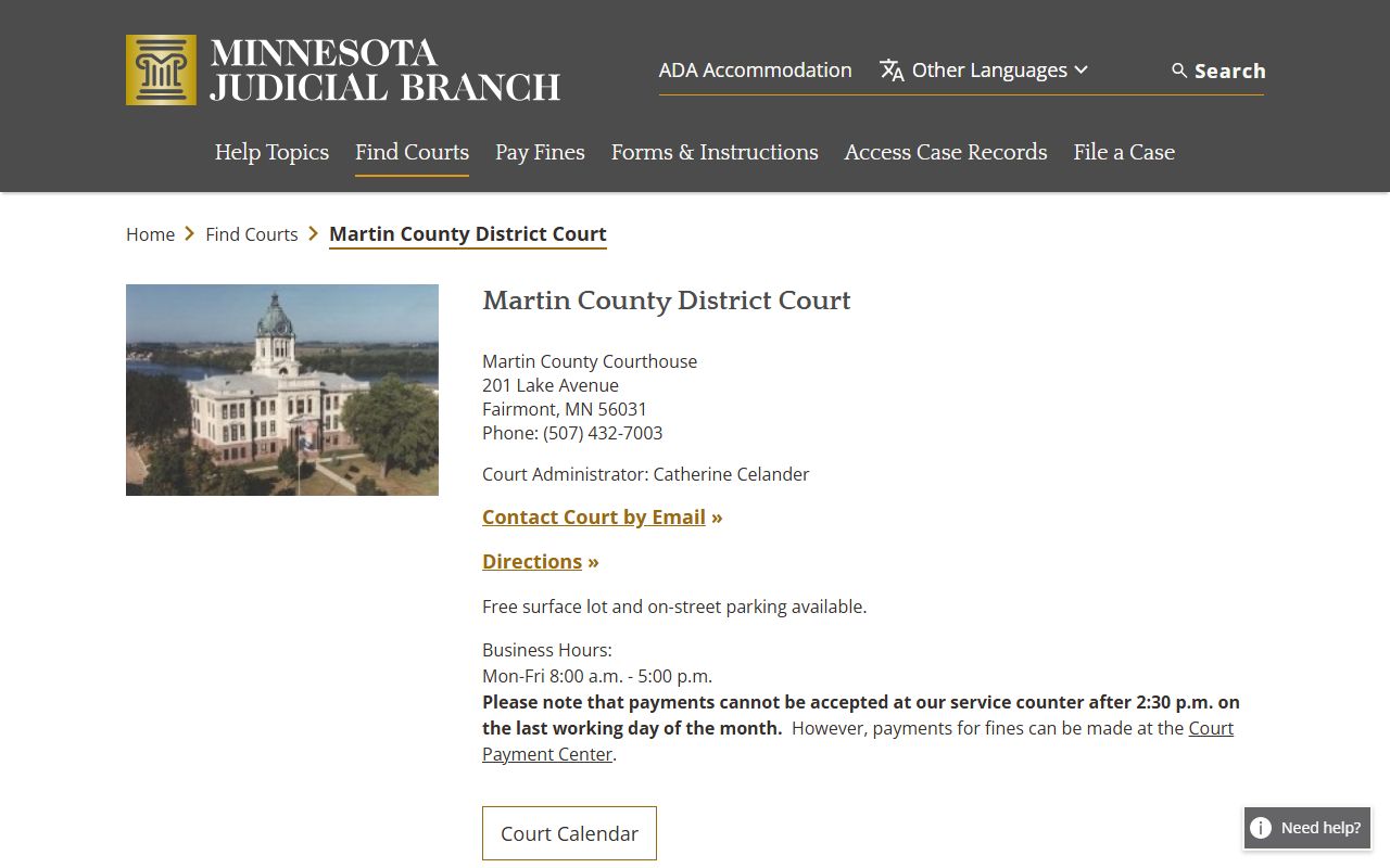 Martin County Family Court Records - District Court page on mncourts.gov