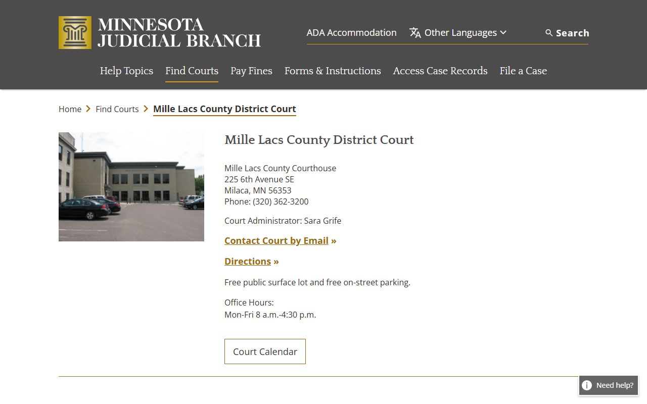 Mille Lacs County District Court - Mille Lacs County Family Court Records