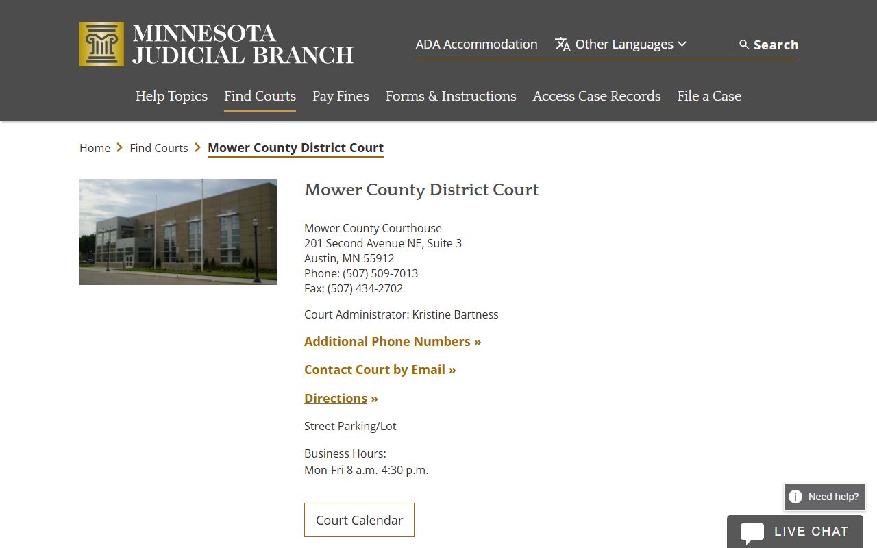 Mower County District Court - Mower County Family Court Records