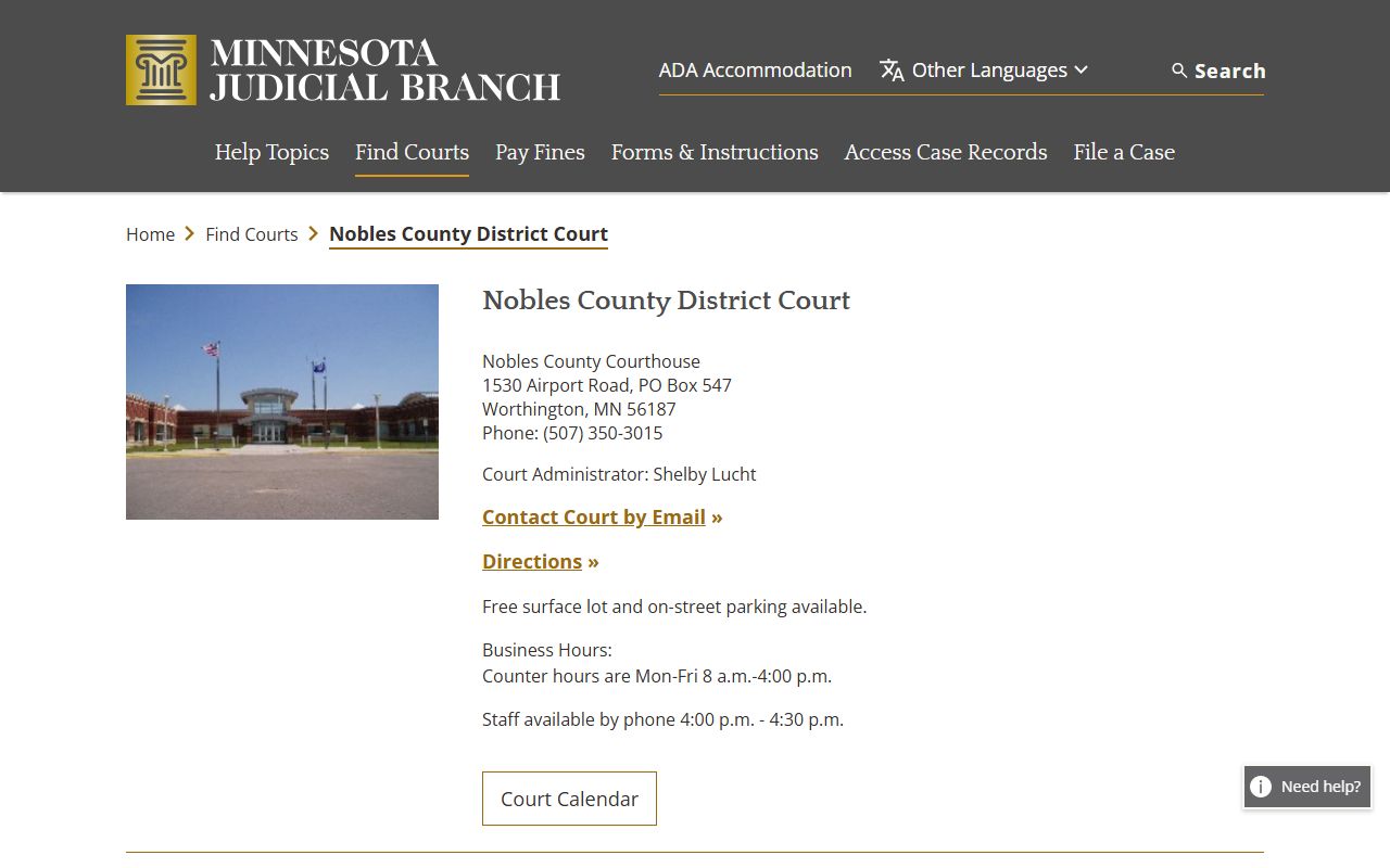 Nobles County District Court - Nobles County Family Court Records