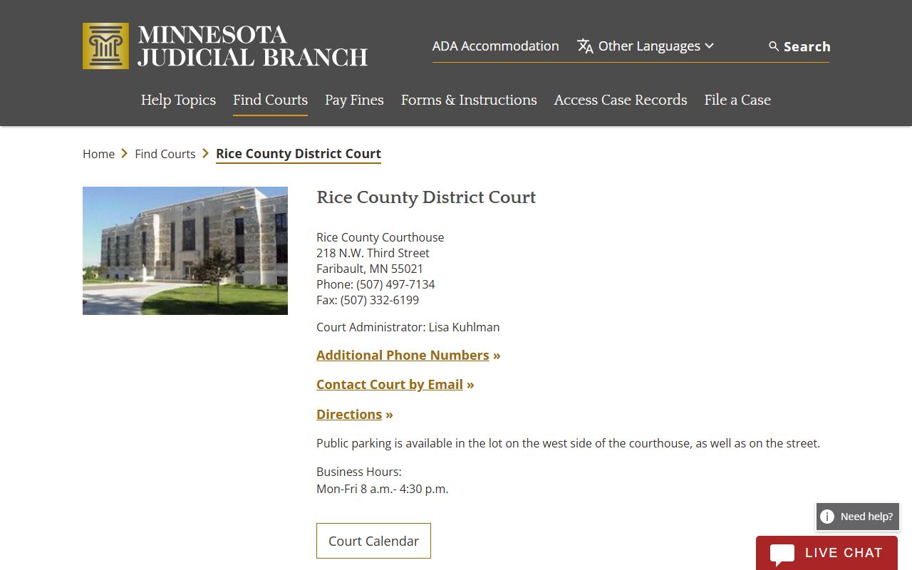 Rice County Family Court Records - District Court