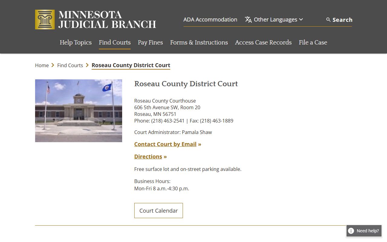 Roseau County Family Court Records - District Court