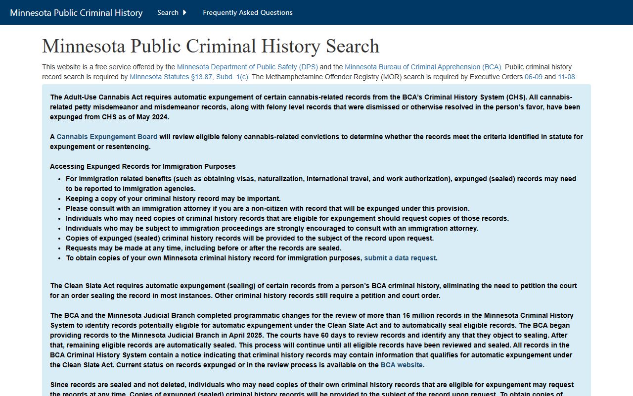 Minnesota Family Court Records - BCA criminal history search