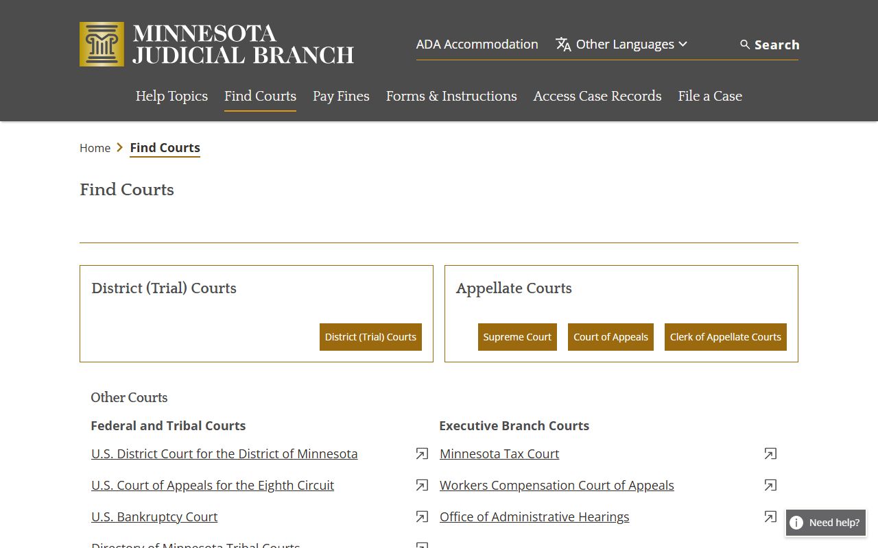 Minnesota Family Court Records - court finder directory